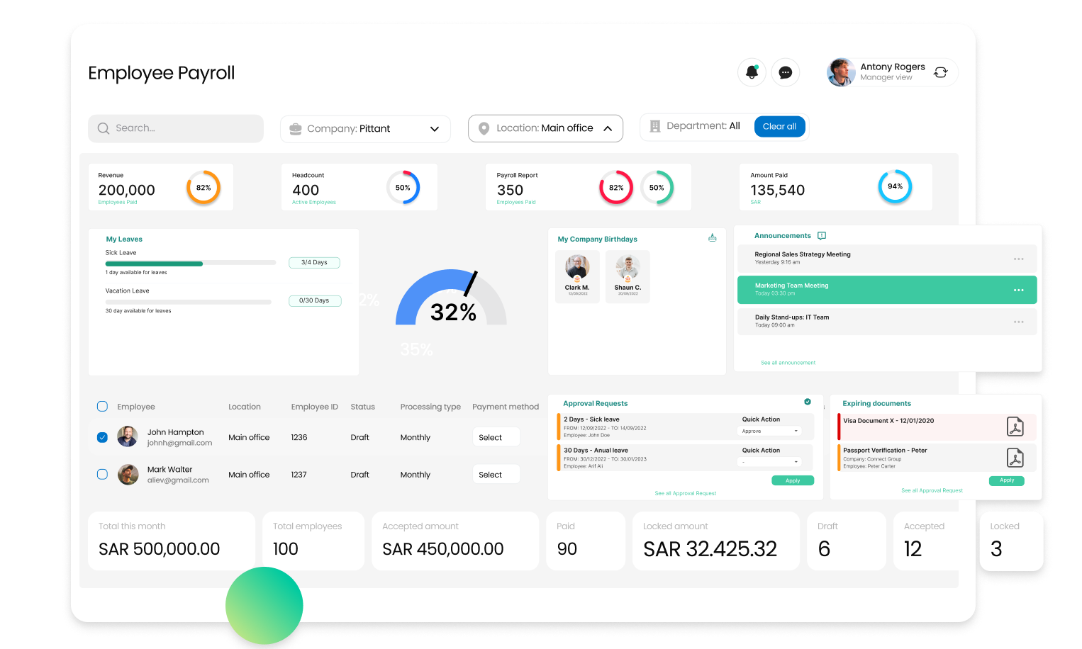 employee payroll management system in saudi arabia